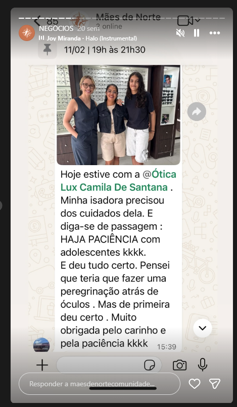 Experiência em ótica local